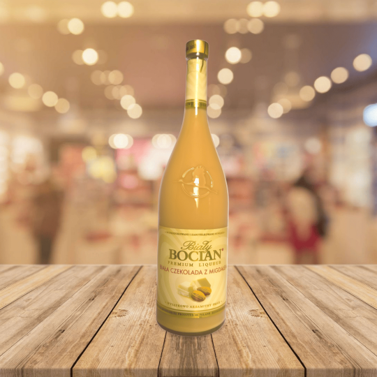Bouteille de Bialy Bocian – Liqueur Lait Chocolat Blanc & Amande vu de face