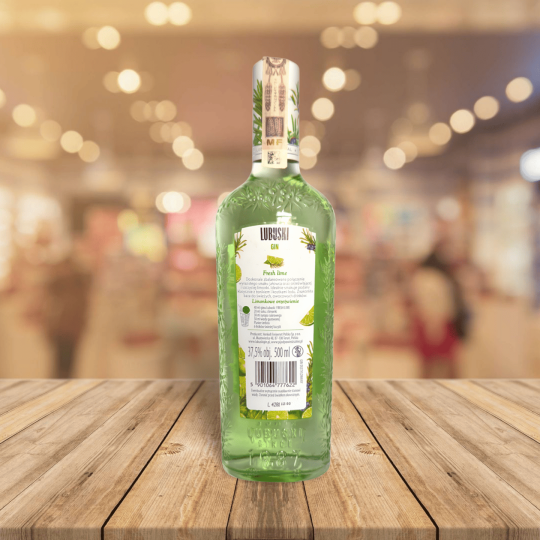 Bouteille de Gin Lubuski Fresh Lime 0,5 L – Gin citron vert vu de dos