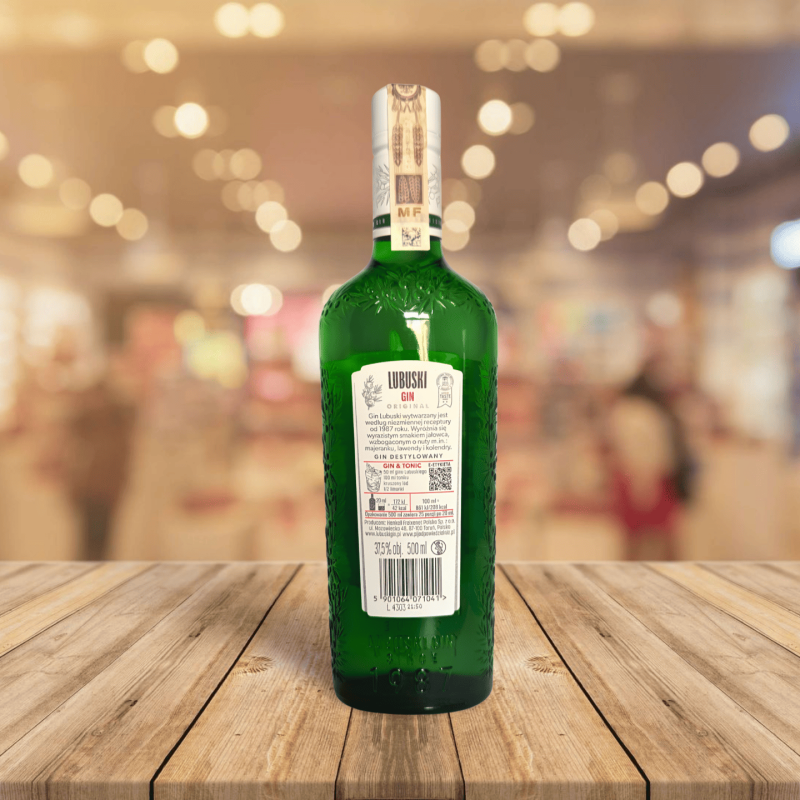 Bouteille de Gin Lubuski Original 0,5 L – Gin polonais sec vu de dos