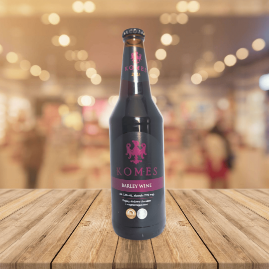 Bouteille de Komes Barley Wine 0,5 L – Bière forte ambrée vu de face